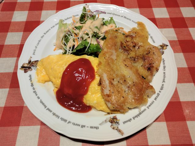 ガーリックハーブチキンとオムライス