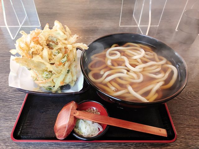 かけうどん(小)とかき揚げ天