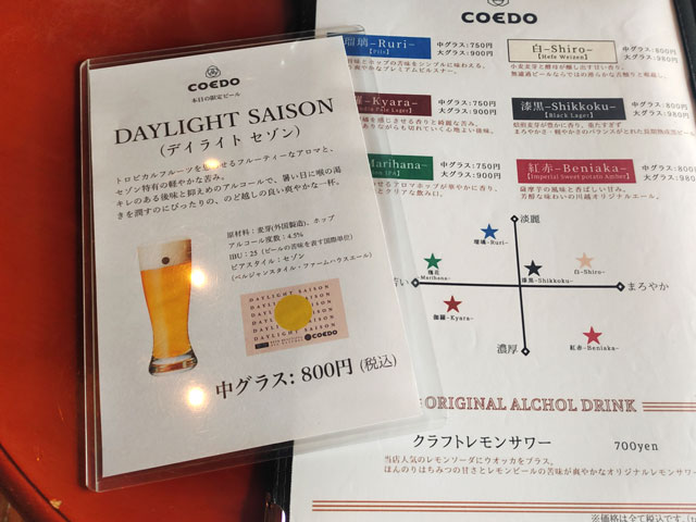 アートカフェエレバートのメニュー