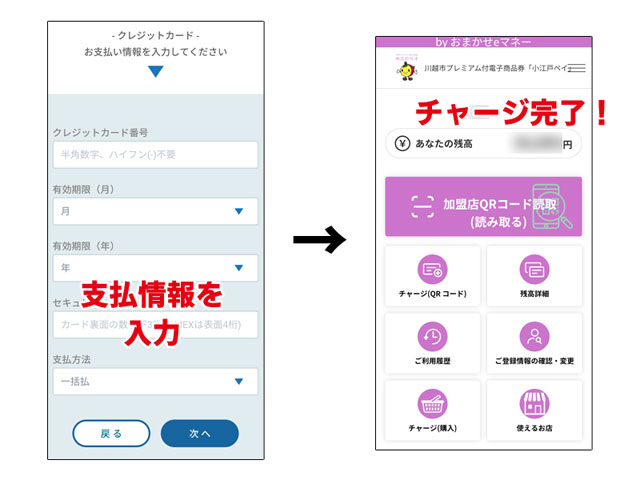 小江戸ペイのチャージ方法